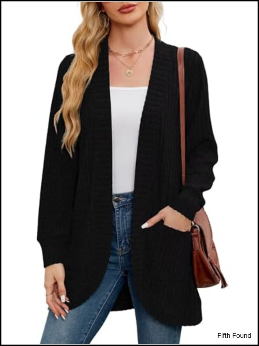 Plus Size Open Front Cardigan Sweater Long Sleeve Ribbed Knit Loose Fit